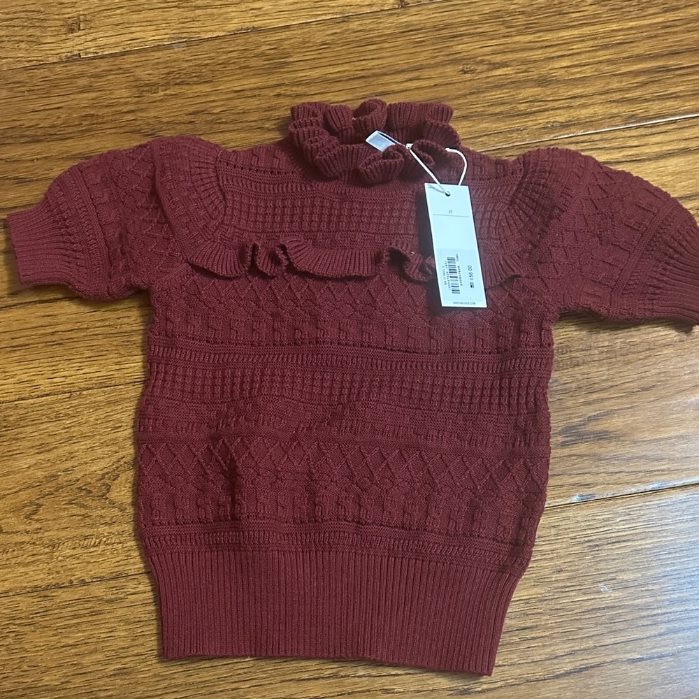 Janie and Jack Burgundy Knit Sweater